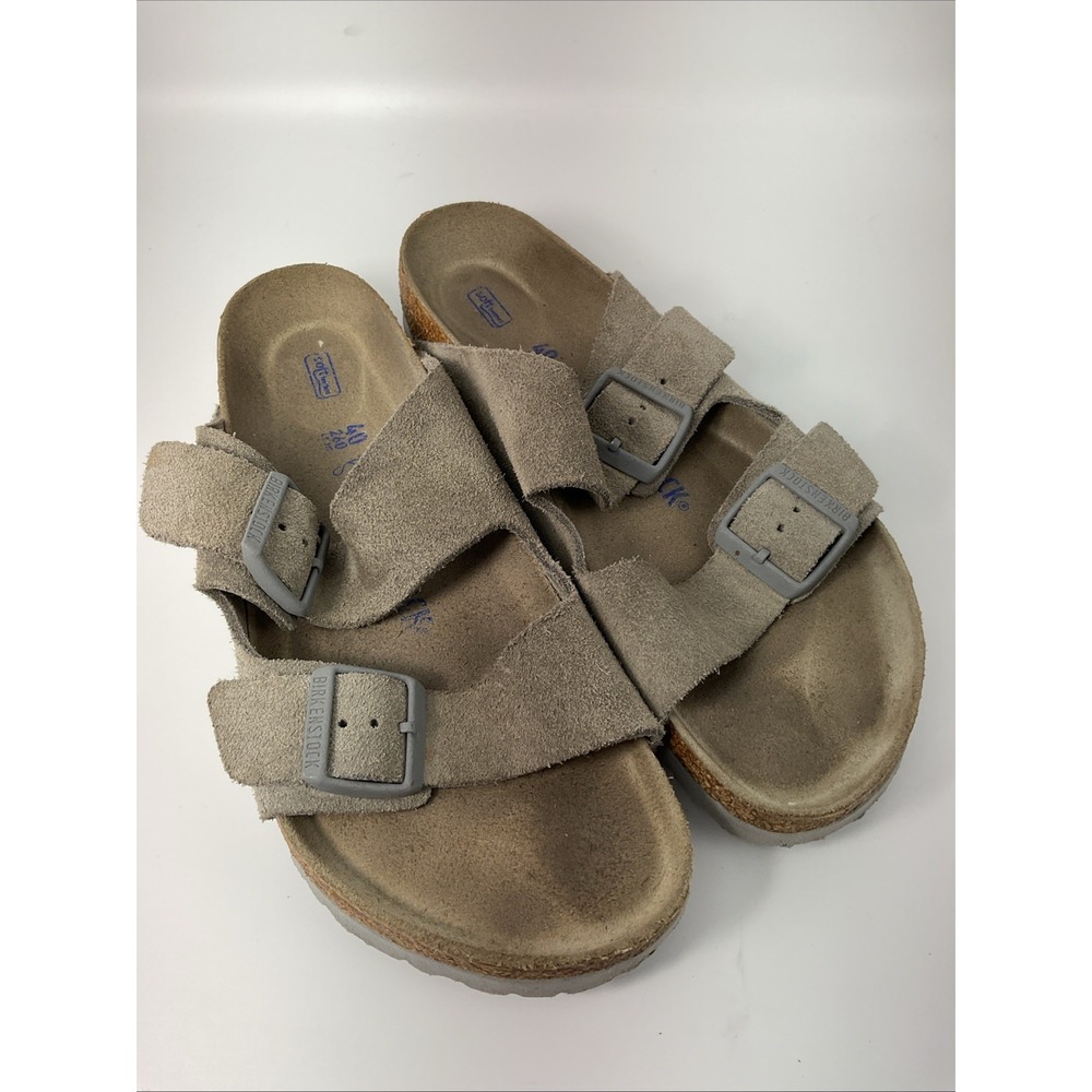 Birkenstock Size L9 M7 40 Arizona Gray Soft Footbed Suede Sandals Slides Comfort
